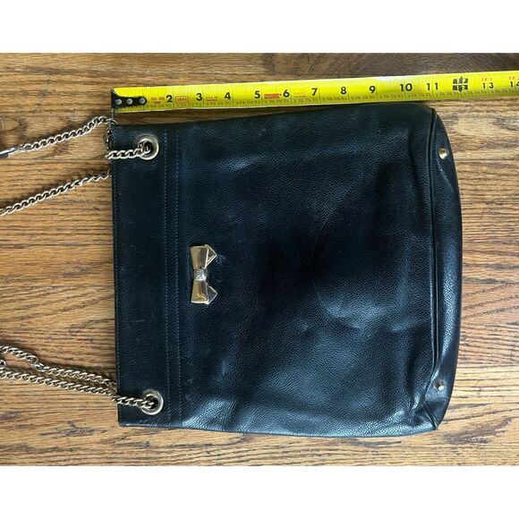 Vintage NINA RICCI Black Leather Shoulder Tote Handbag Bag   Women's Size Medium - Picture 10 of 12